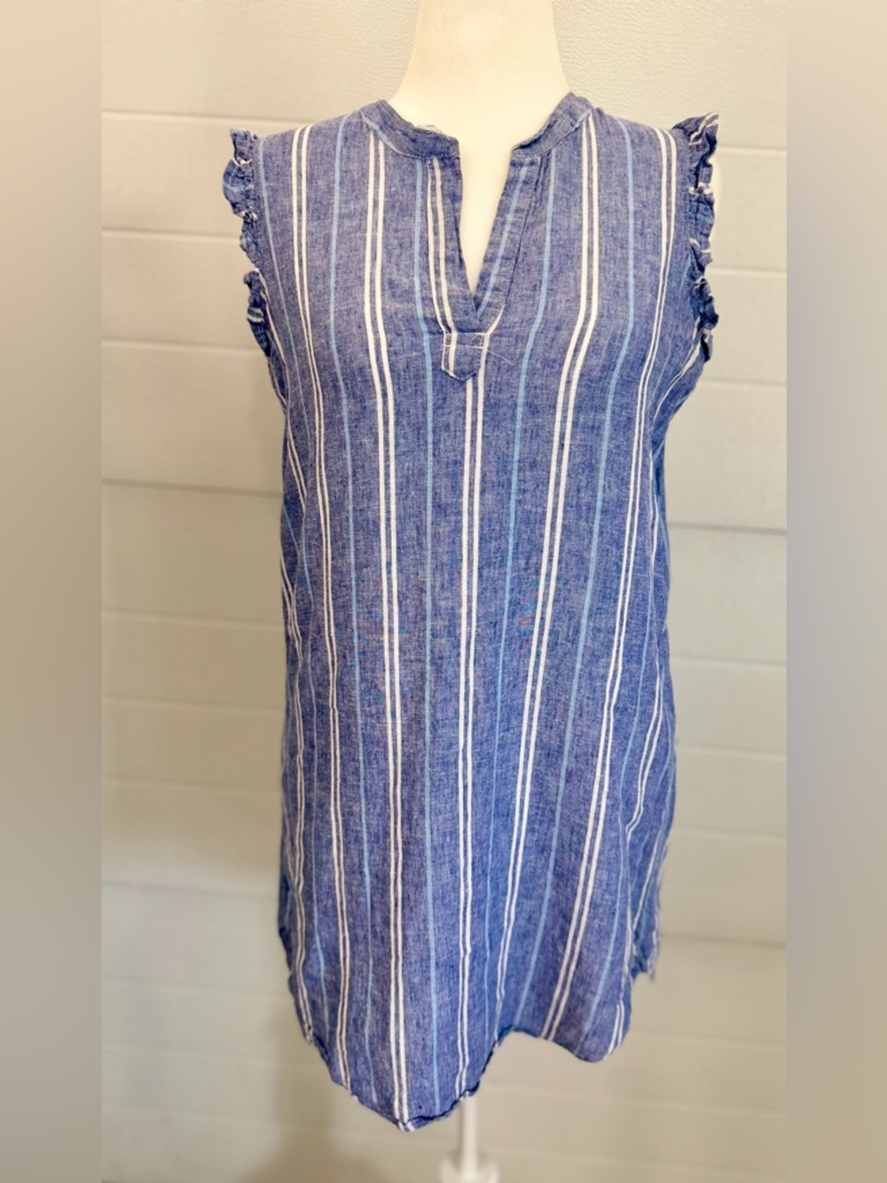 Dreamers Blue and White Striped Sleeveless Tunic